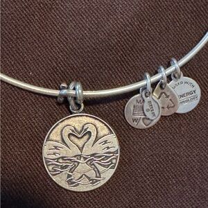 Alex and Ani Silver Charm Bracelet. SWAN LOVE WITH HEART